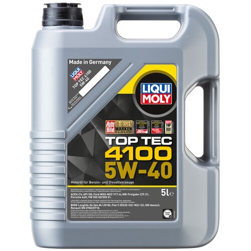 LIQUI MOLY 3701 TOP TEC 4100 5 Liter 5W-40 Motoröl inkl. Ölwechsel Zettel